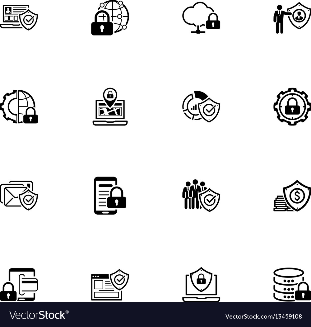 Flat design protection and security icons set