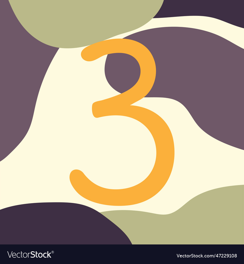 Hand drawn background with number three