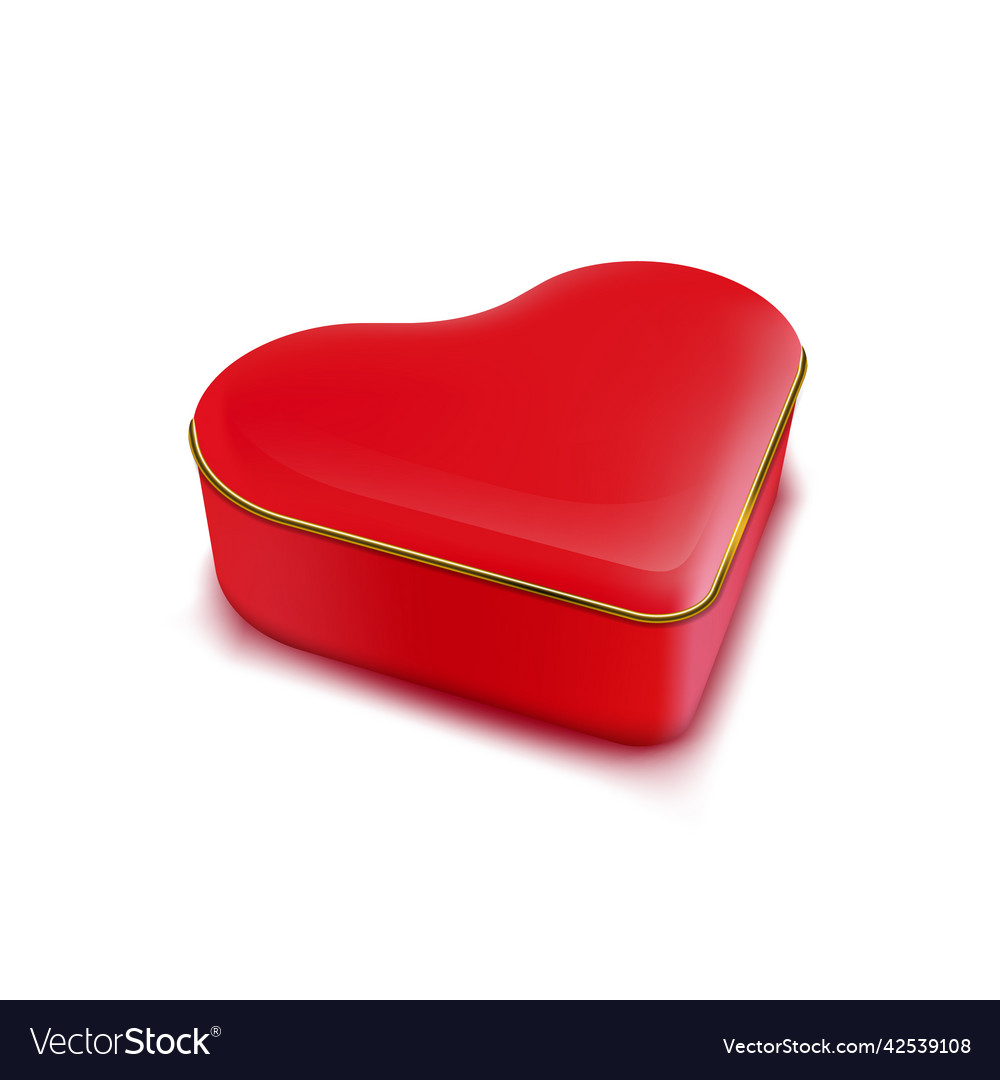 Heart shaped valentine gift box with golden edge Vector Image