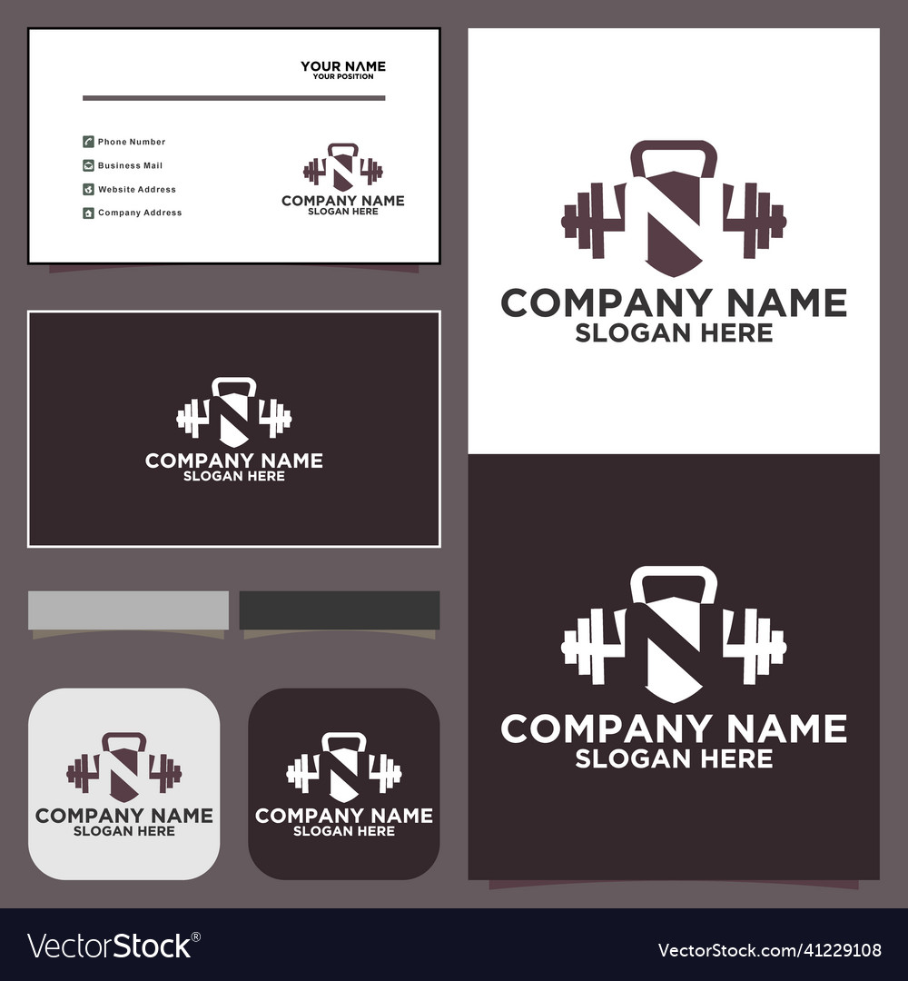 Letter n initial in kettlebell for fitness vector image Letter n initial in kettlebell for fitness