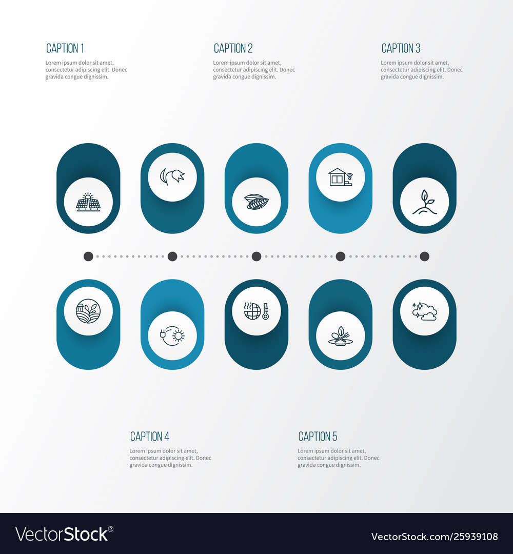 Nature icons line style set with tulip vector image Nature icons line style set with tulip