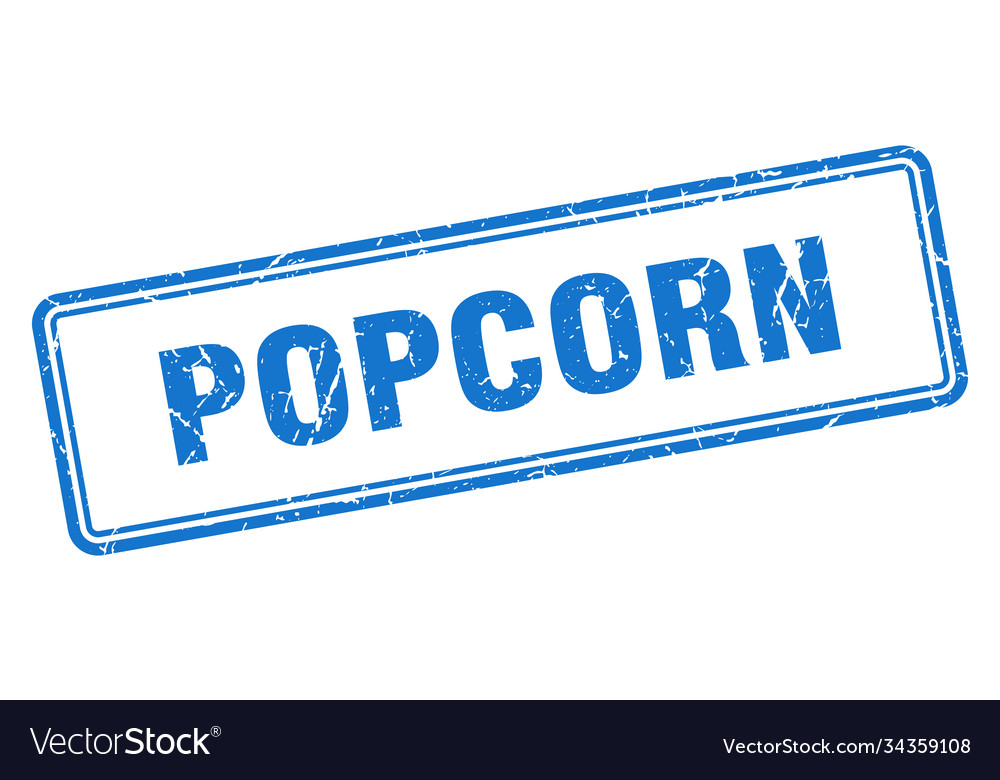 Popcorn stamp square grunge sign on white