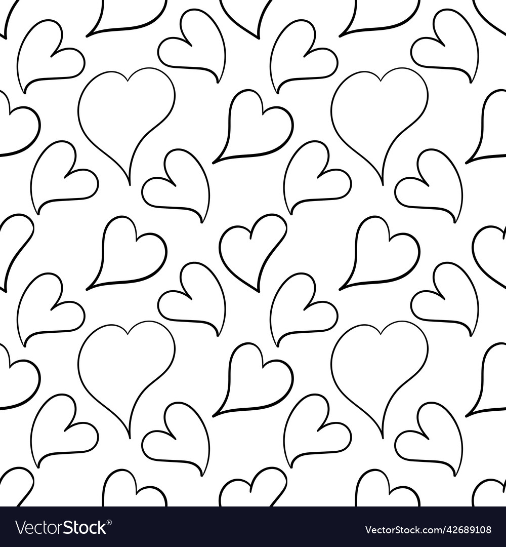 Seamless pattern hand drawn heart Royalty Free Vector Image