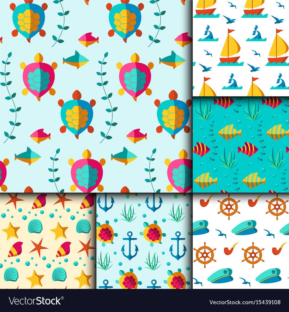 Seamless patterns with nautical elements