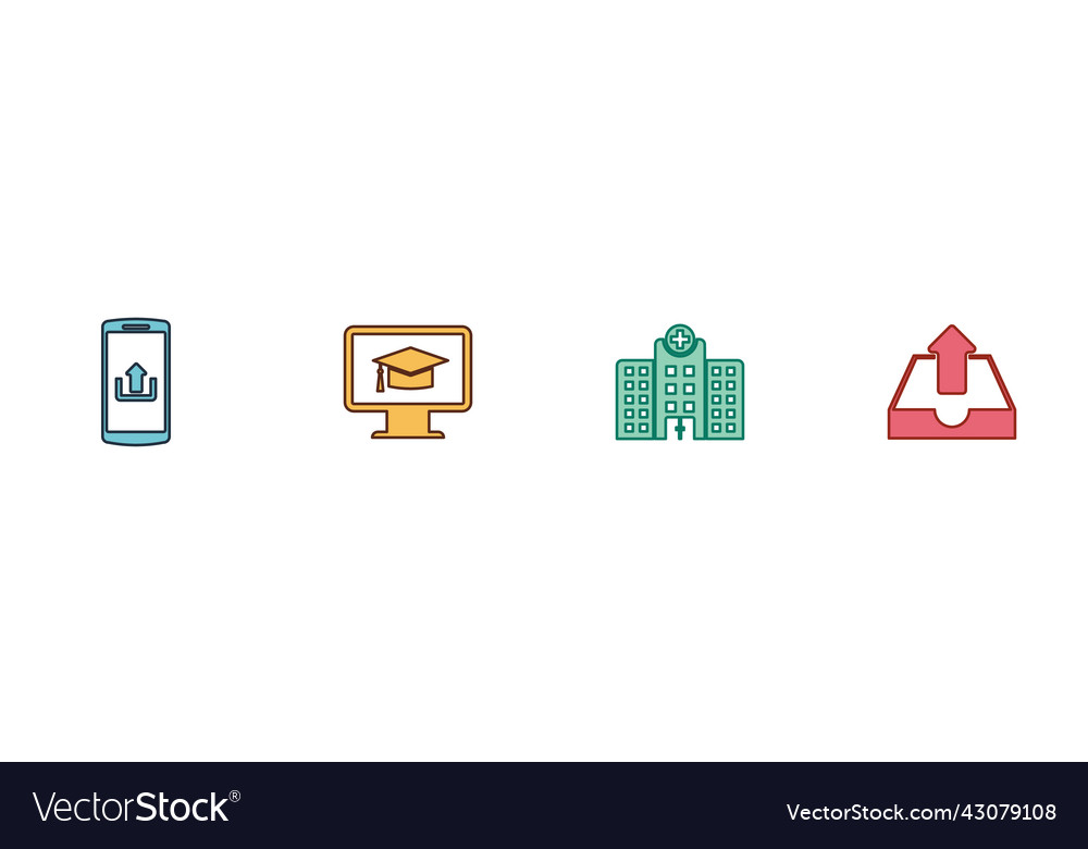 Set smartphone with upload monitor graduation cap Vector Image Set smartphone with upload monitor graduation cap