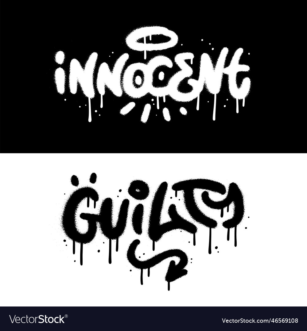 Stadt Graffiti der Worte unschuldig und schuldig vector image Stadt Graffiti der Worte unschuldig und schuldig