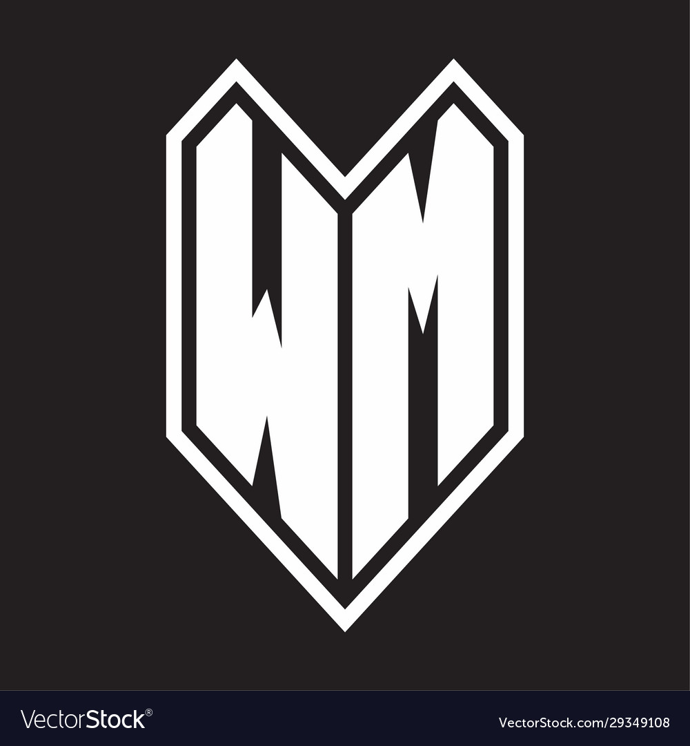 Wm logo monogram with emblem line style isolated