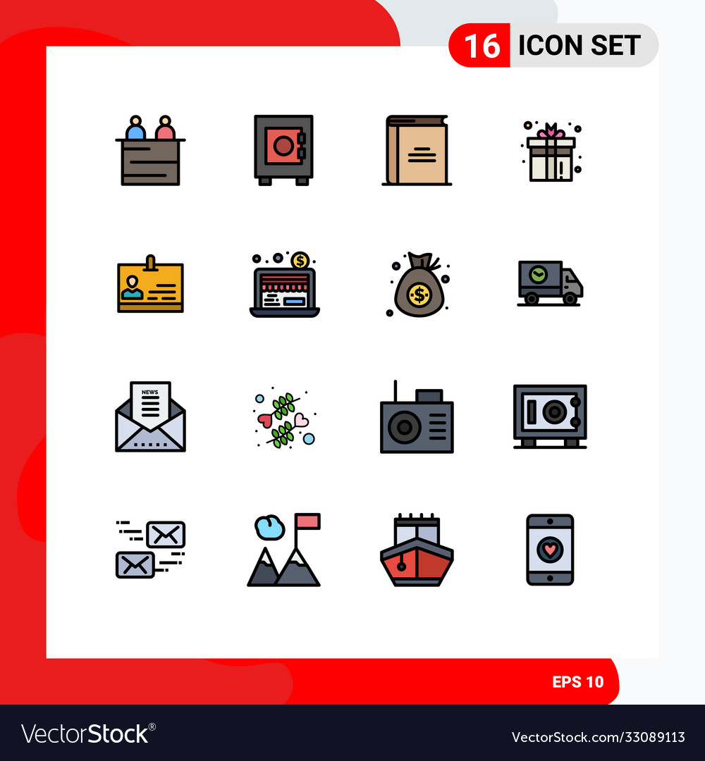 16 universal flat color filled lines set for web