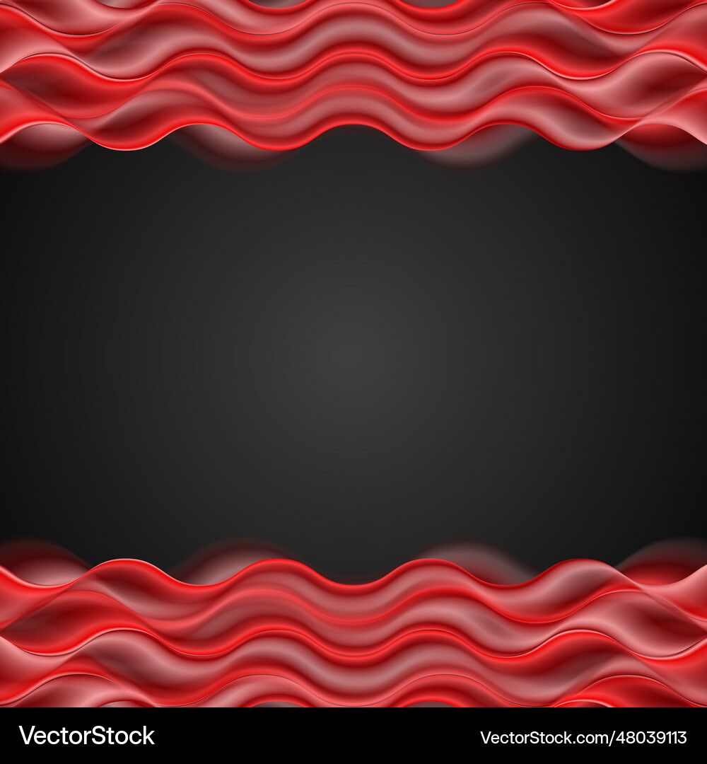 Abstract red wavy dark background Royalty Free Vector Image