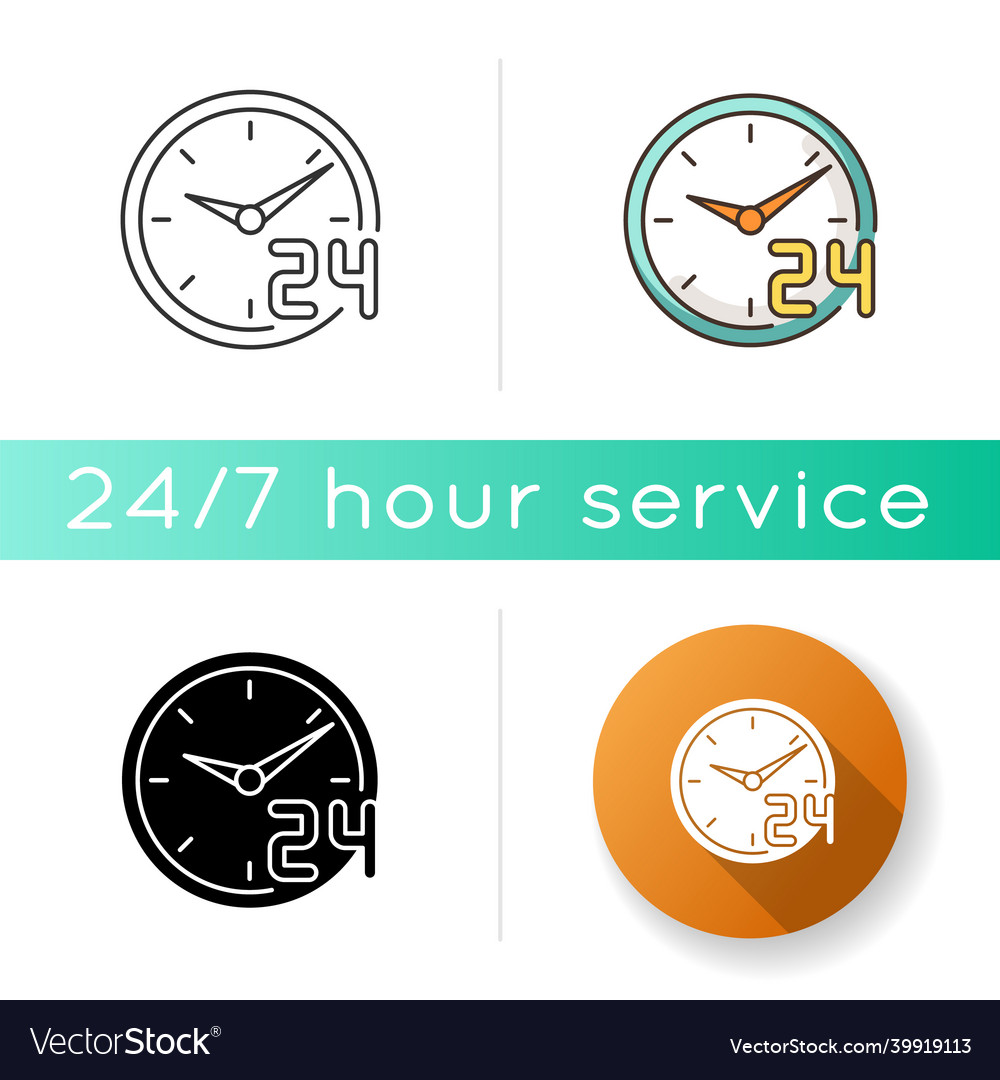 Around the clock service icon 24 7 hour customer Vector Image