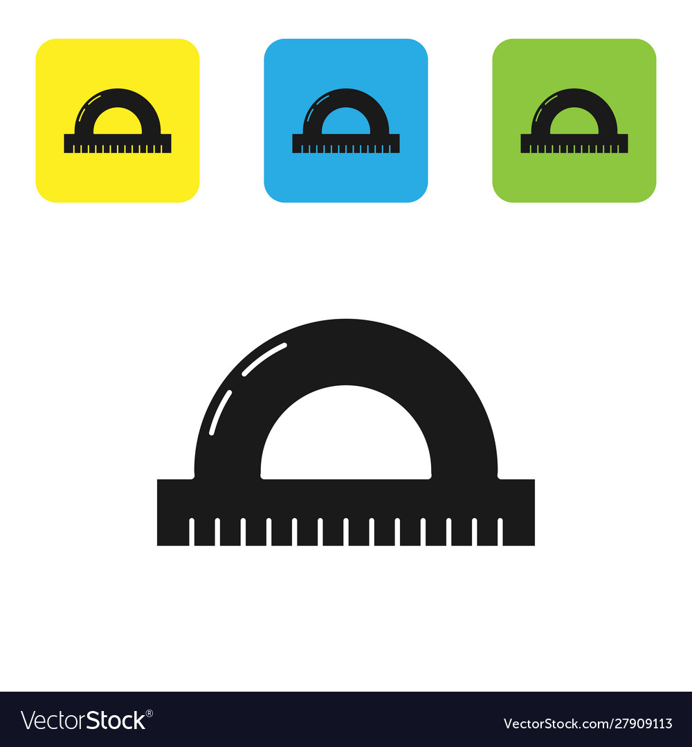 Black protractor grid for measuring degrees icon