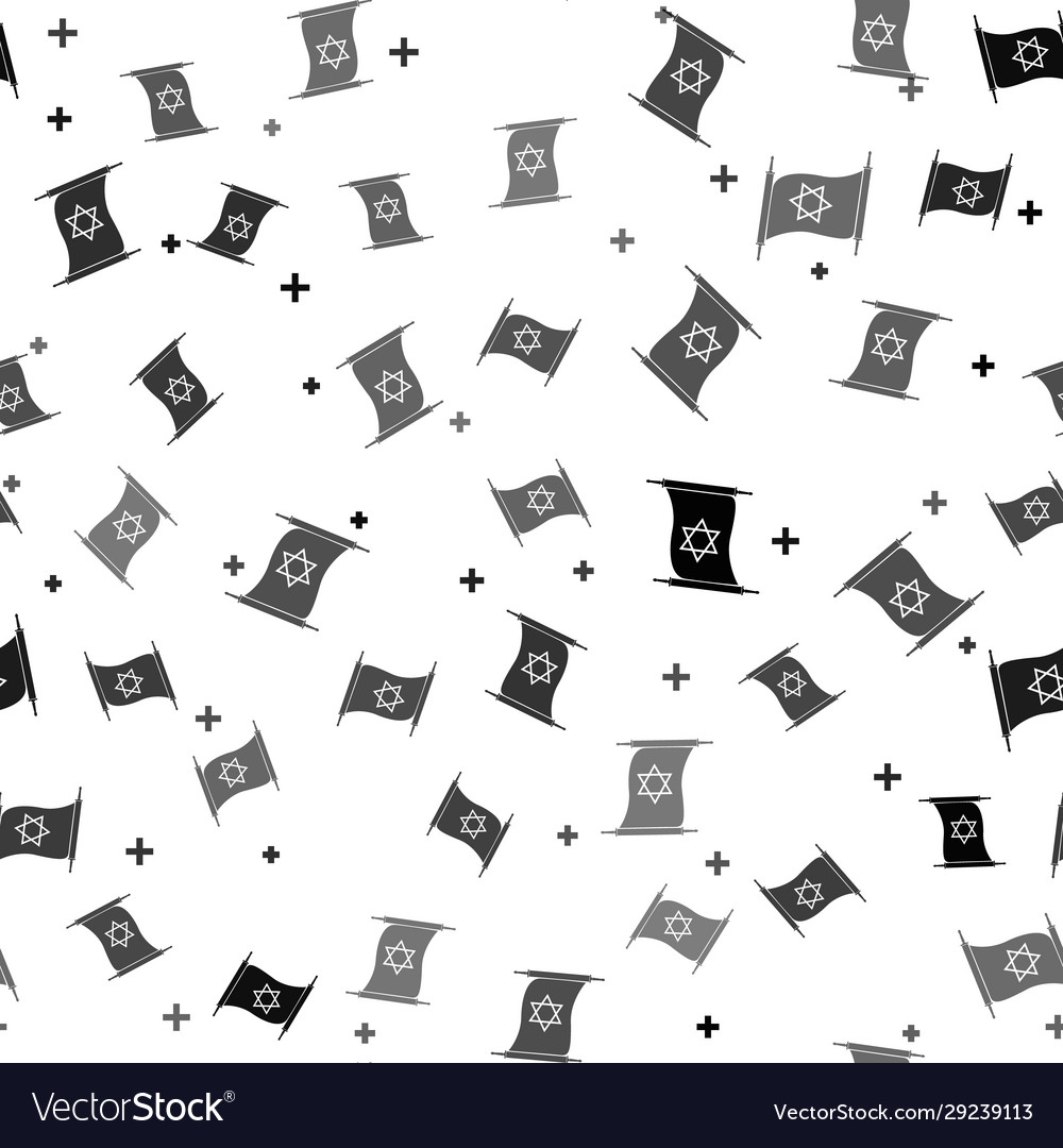 Black torah scroll icon isolated seamless pattern vector image Black torah scroll icon isolated seamless pattern