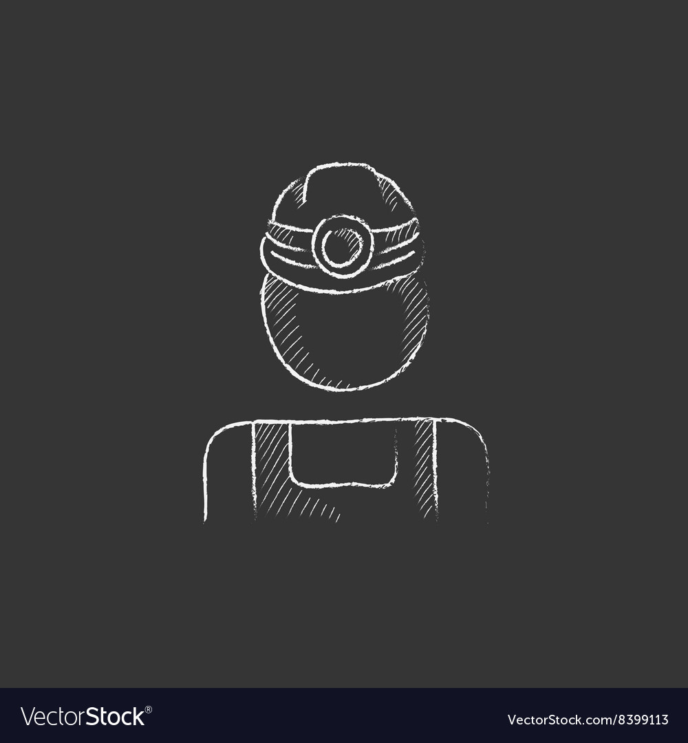 Coal miner drawn in chalk icon