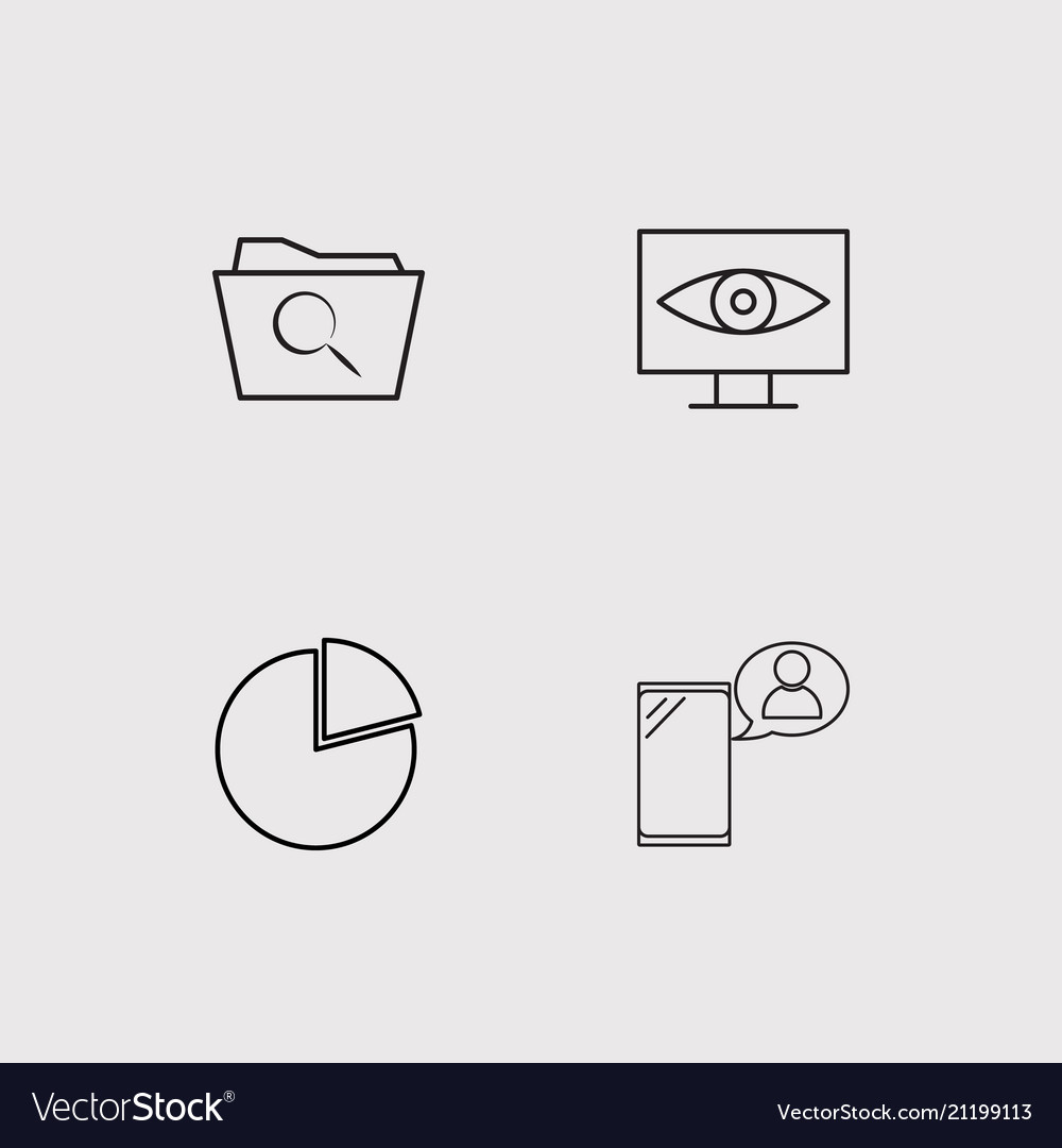 Data analytics simple linear icons set outlined