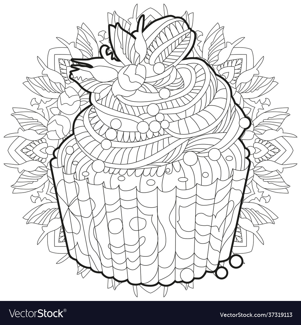 Decorative cupcake pattern on a patterned round