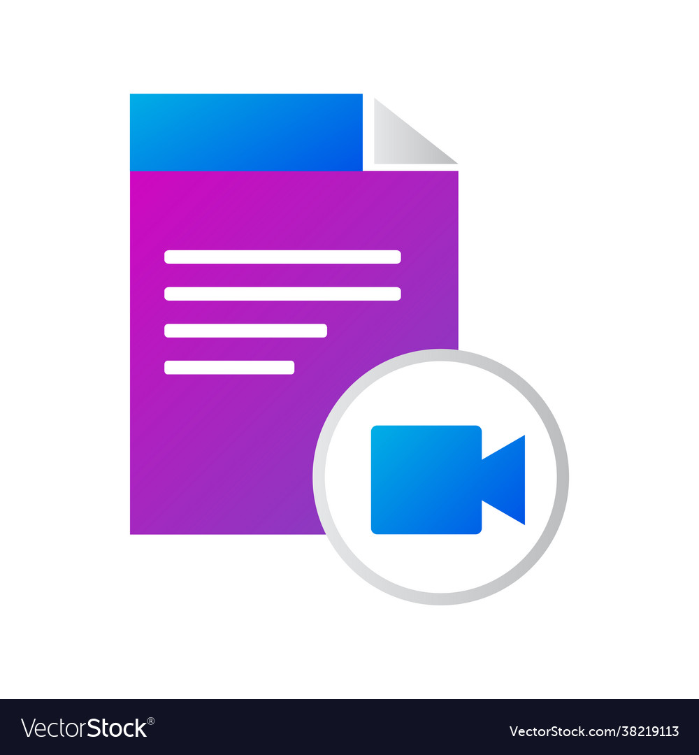 File icon with video button gradient vector image File icon with video button gradient