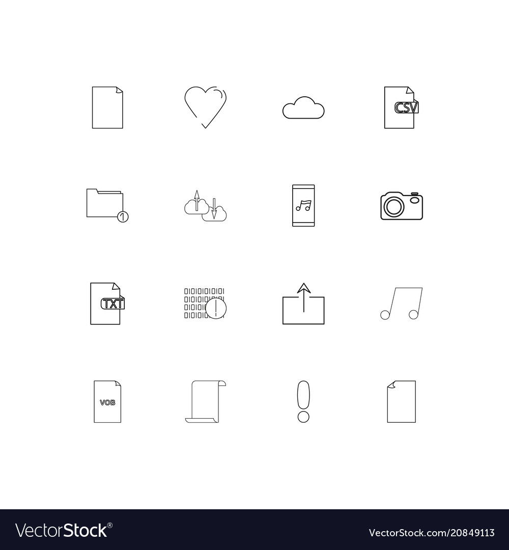 Files and folders sign linear thin icons set