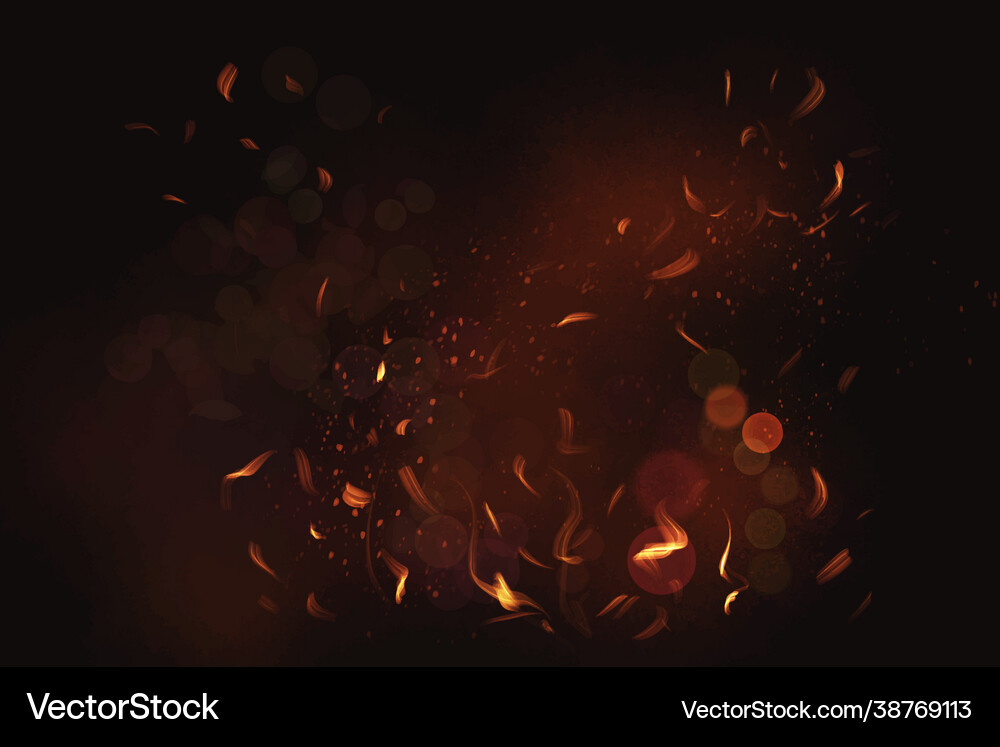 Fire flame element in black background Royalty Free Vector