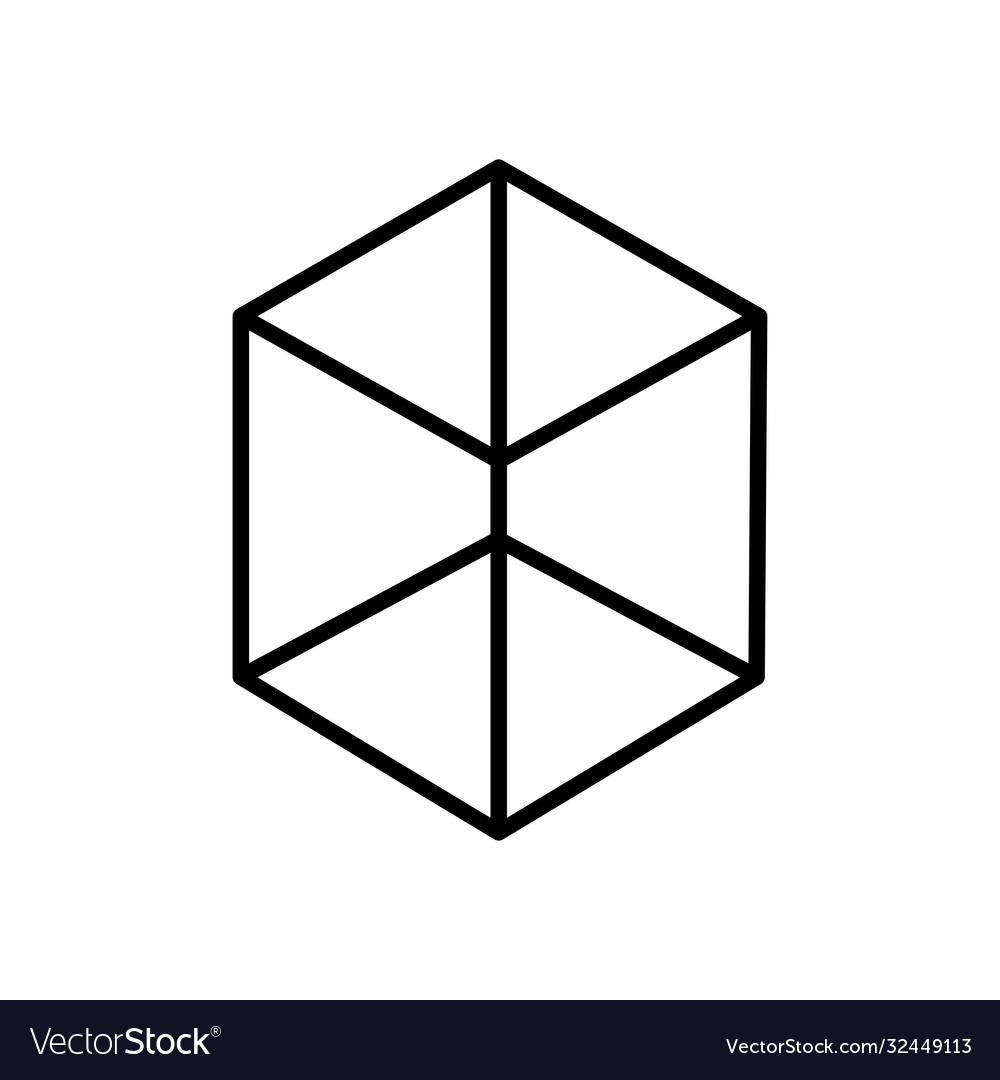 Geometric cube shape icon line style