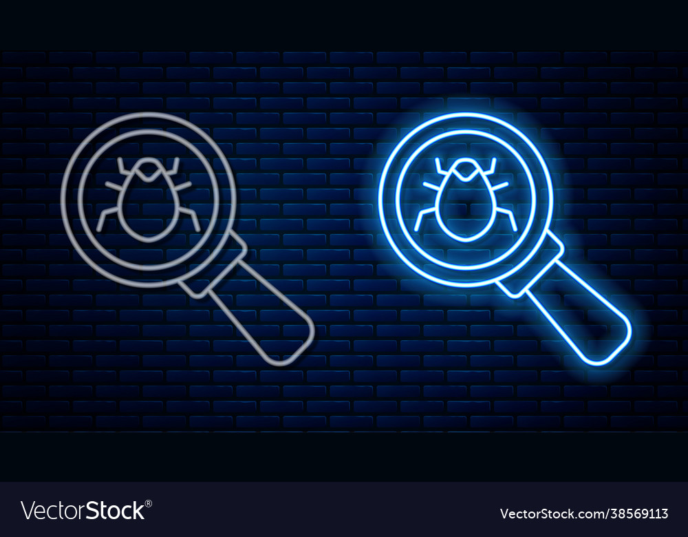 Glowing neon line system bug concept icon isolated vector image Glowing neon line system bug concept icon isolated