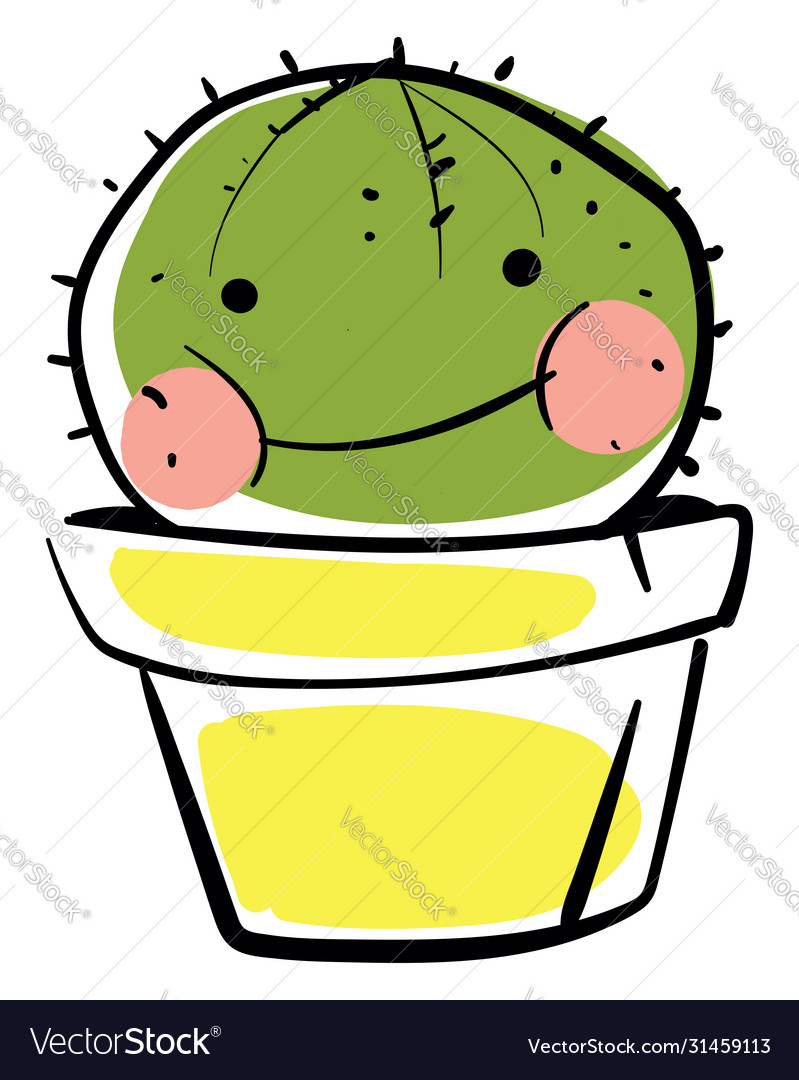 Happy cactus in pot on white background Royalty Free Vector