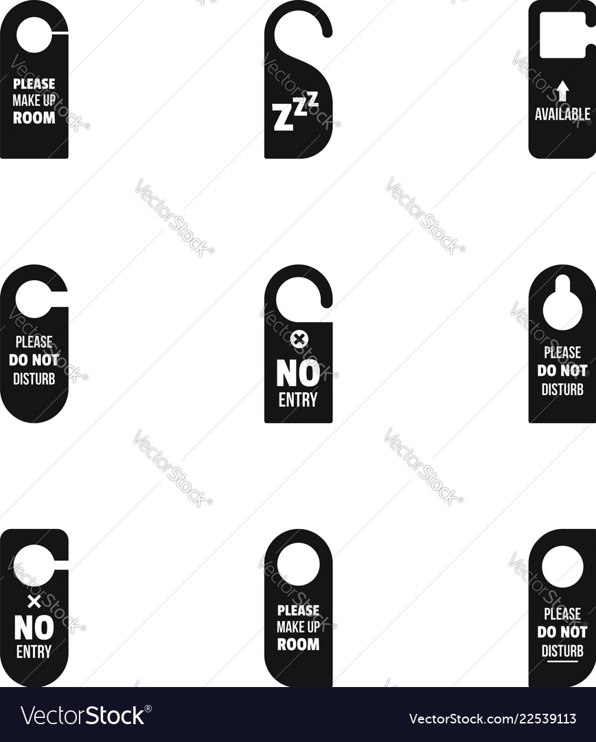 Hotel room tag icon set simple style