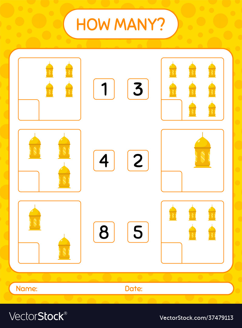 How many counting game with arabic lantern vector image How many counting game with arabic lantern