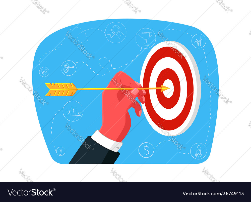 Image with isolated arrow holding at target mark vector image Image with isolated arrow holding at target mark