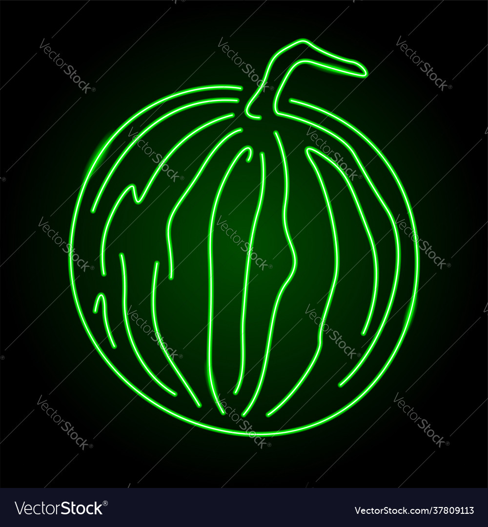 Linie Kunst mit neongrün glänzenden Wassermelone