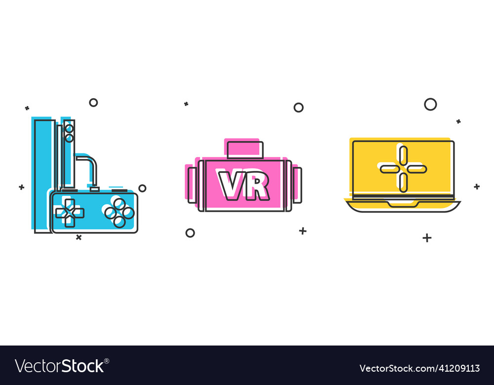 Set game console with joystick virtual reality vector image Set game console with joystick virtual reality