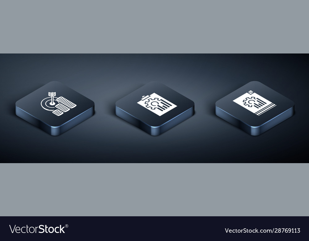Set isometric target with coin symbol document