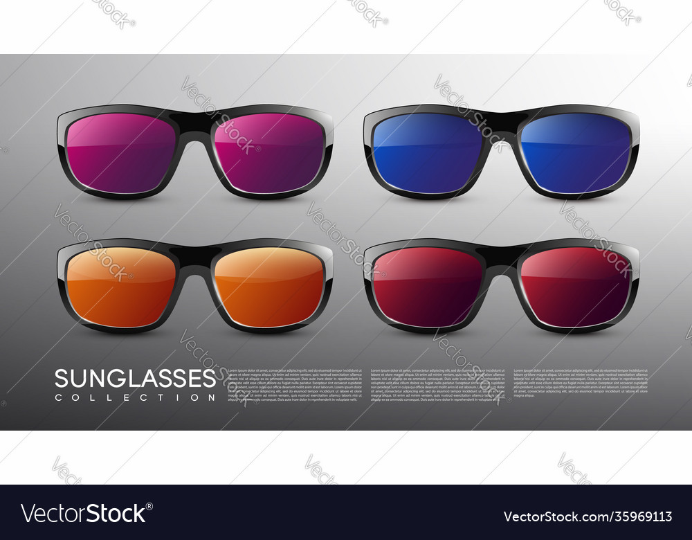 Stylish modern colored sunglasses set Royalty Free Vector