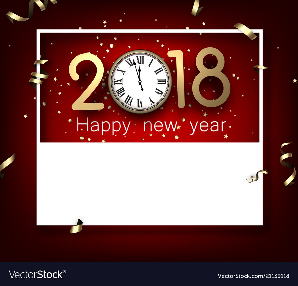 2018 new year card with clock