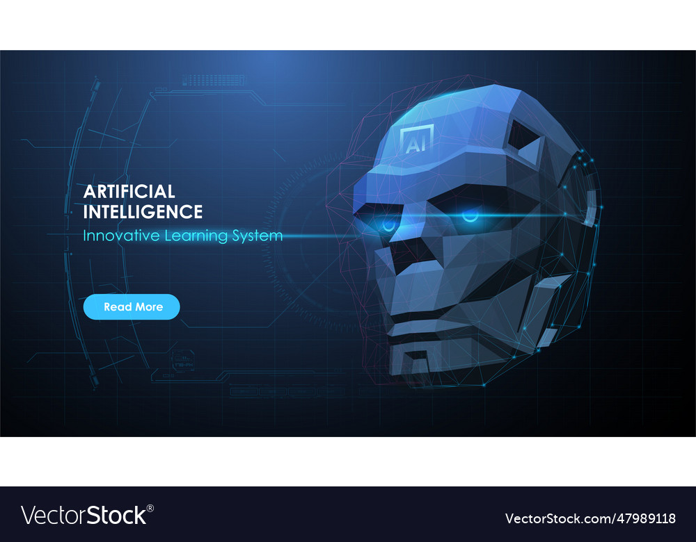 Abstract Digital Ai Face Robot Head In Digital Vector Image Abstract Digital Ai Face Robot Head In Digital Vector Image