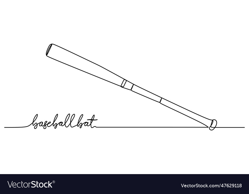 Baseball bat one line drawing continuous hand