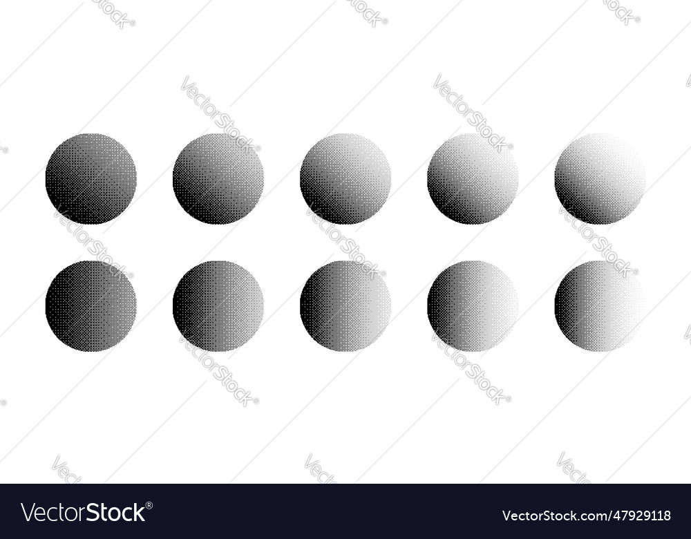 Circles with various density of bitmap dither Vector Image
