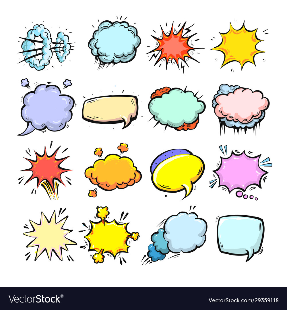 Comic speech bubbles isolated cute hand drawn vector image Comic speech bubbles isolated cute hand drawn