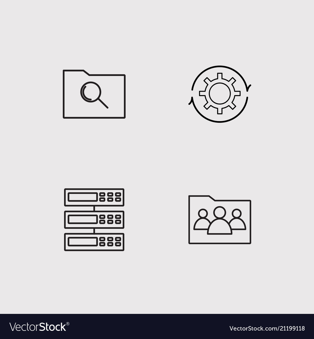 Data analytics simple linear icons set outlined