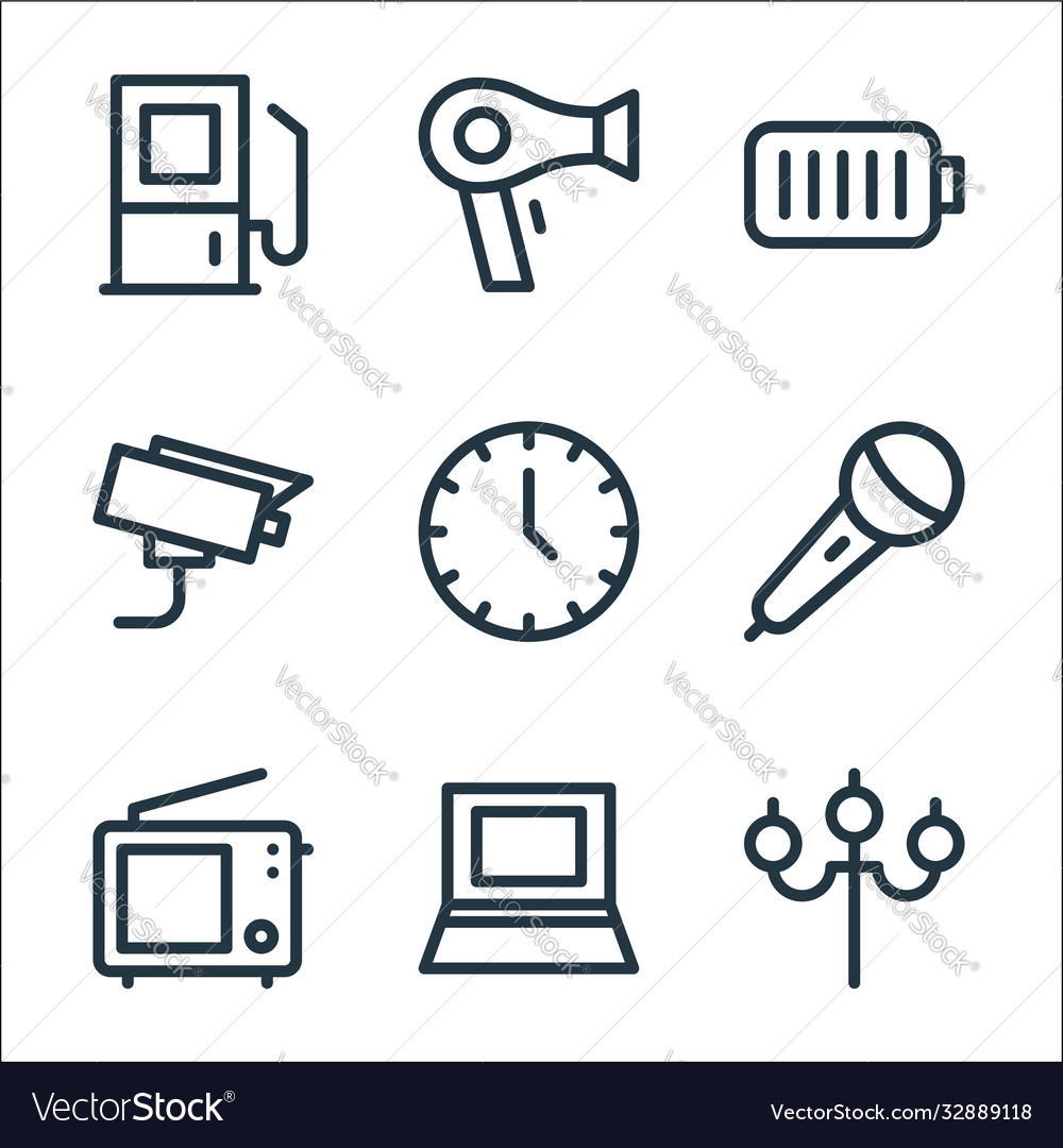 Electronics line icons linear set quality
