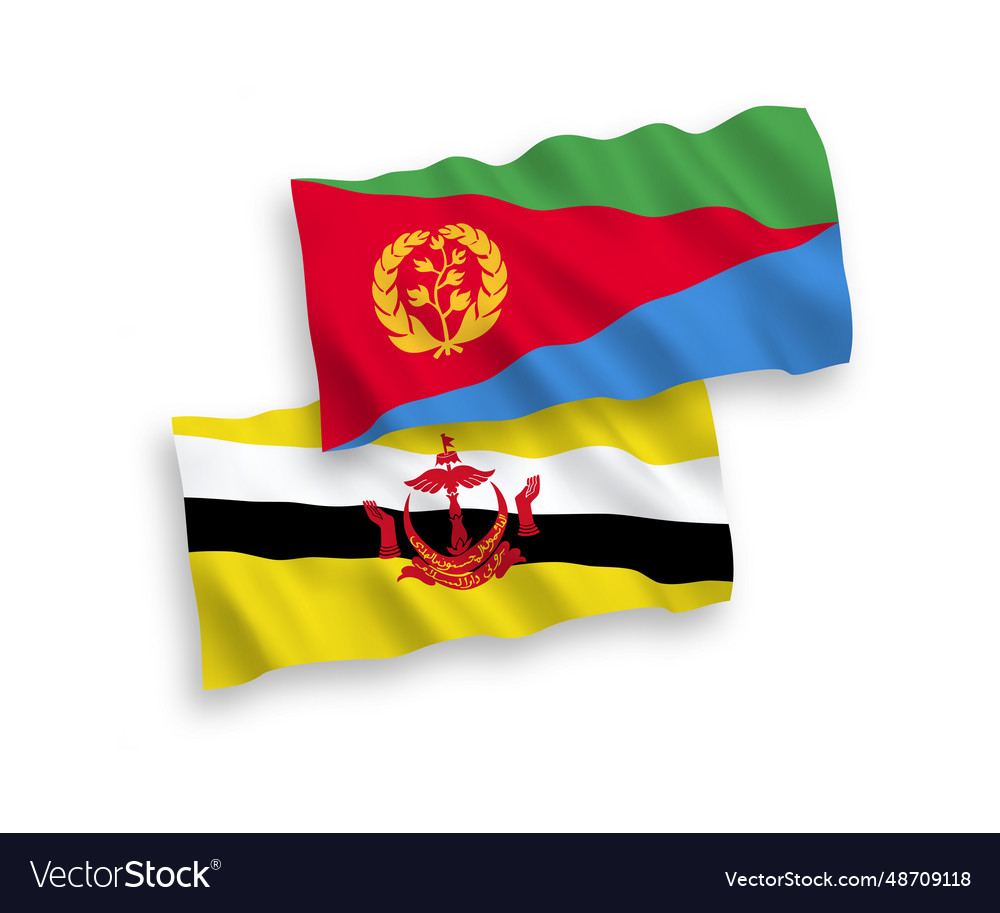 Flags of eritrea and brunei on a white background