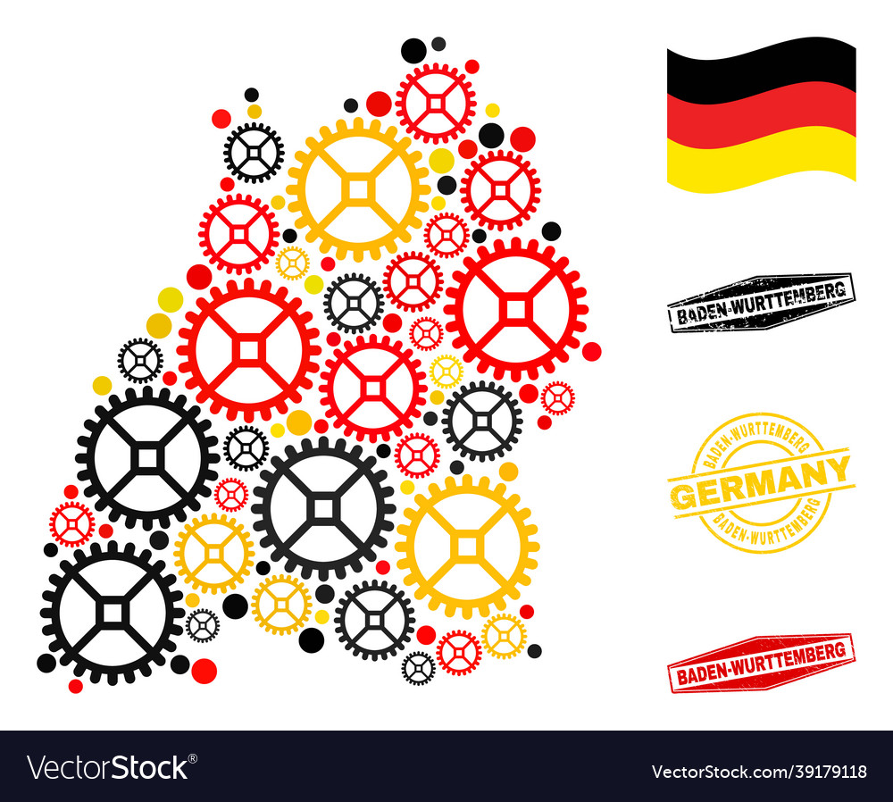 Gearwheel composition baden-wurttemberg land map