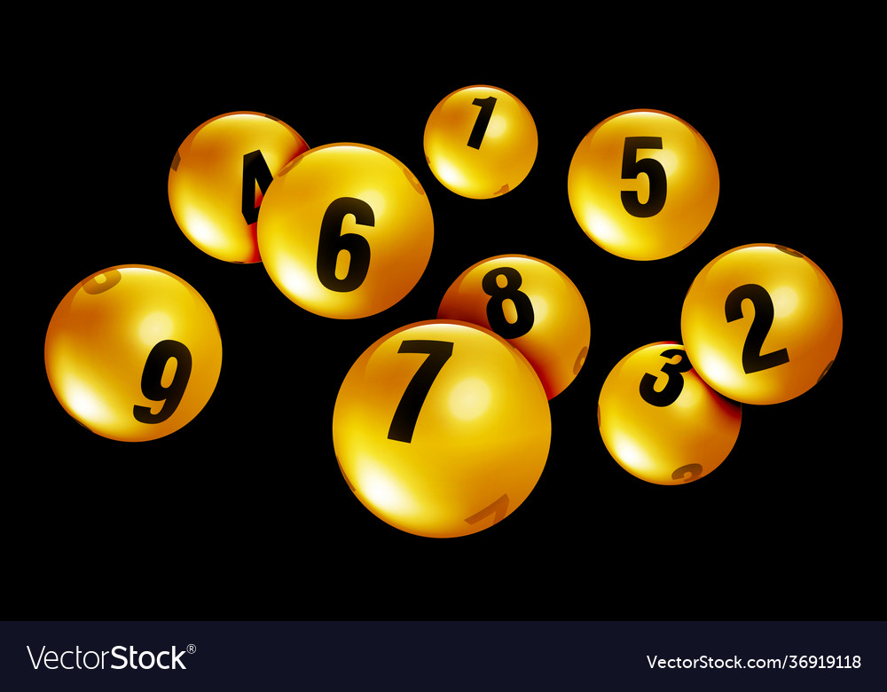 Golden lottery bingo ball number from 1 to 9