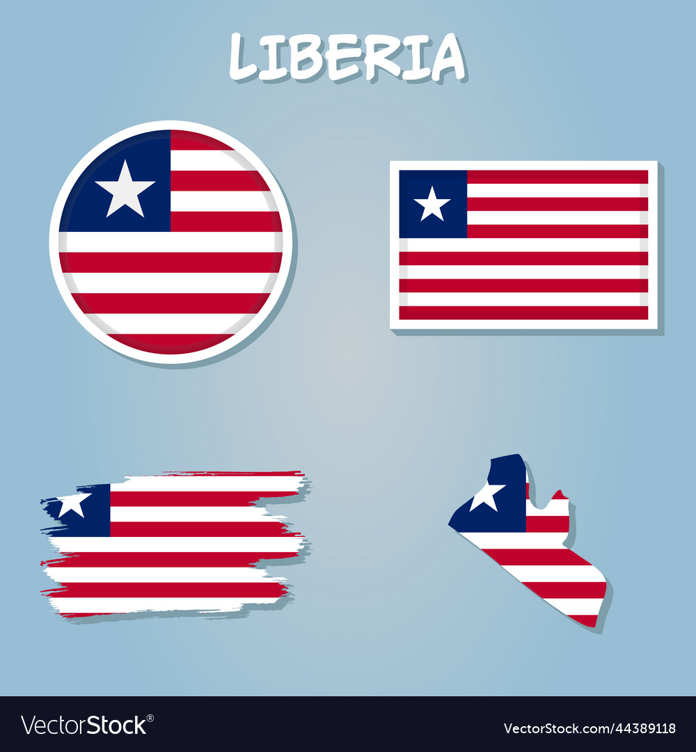 Map of liberia with an official flag