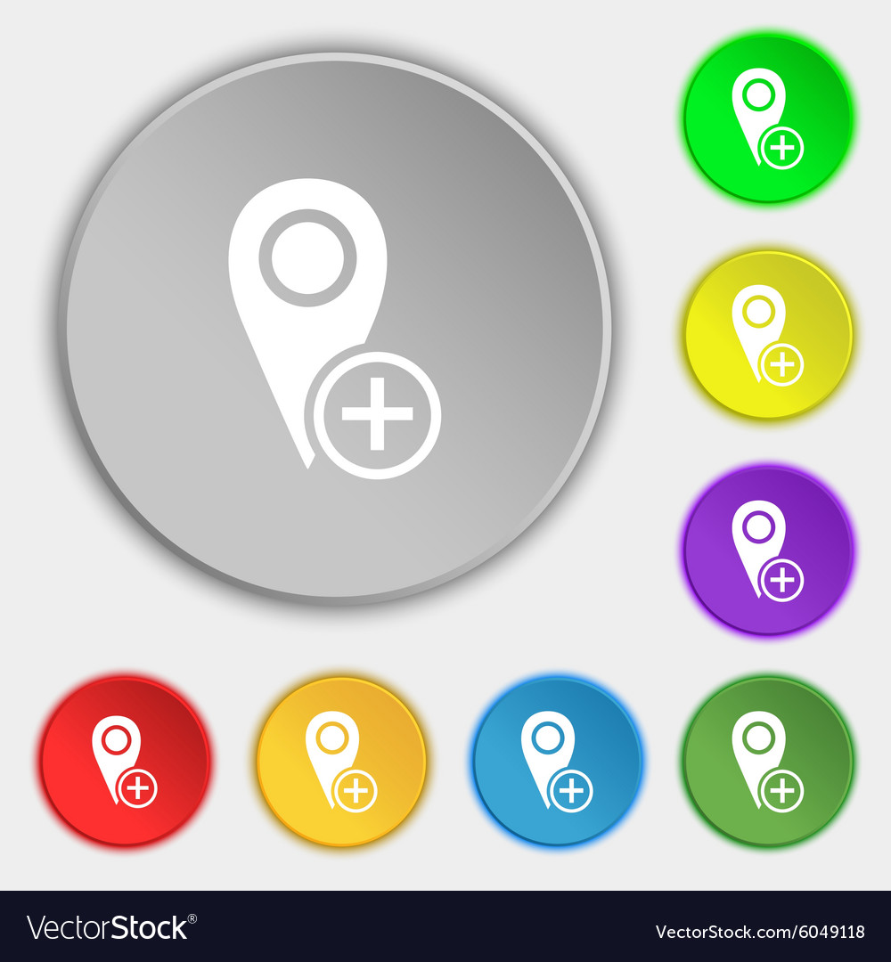 Map pointer icon sign symbols on eight flat