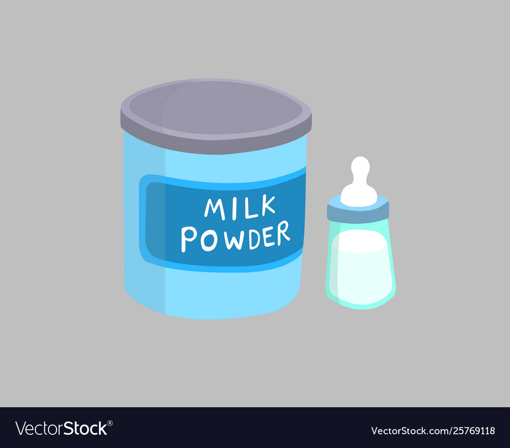 Milk powder canned and milk bottle Royalty Free Vector Image