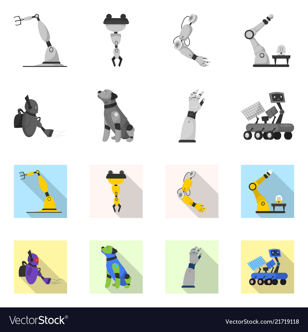 Robot and factory sign set vector image Robot and factory sign set