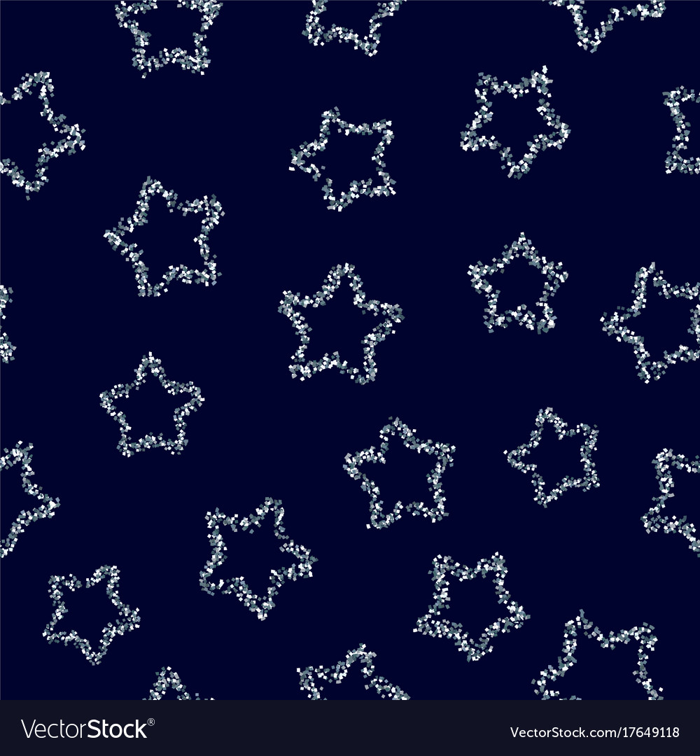 Silver stars on dark background seamless pattern Vector Image