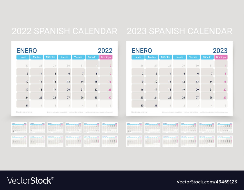 2022 2023 spanisch Kalenderplaner Vorlage vector image 2022 2023 spanisch Kalenderplaner Vorlage