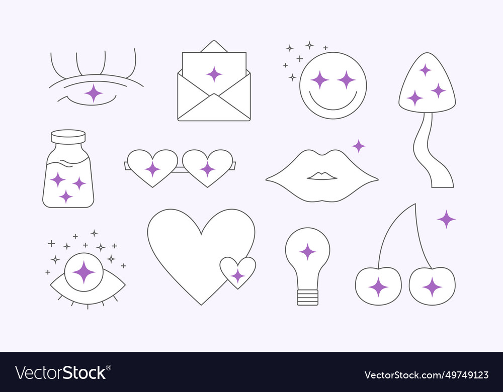 Abstract line retro elements set groovy Vector Image Abstract line retro elements set groovy