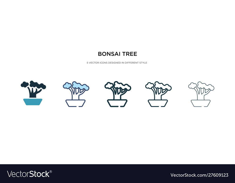 Bonsai tree icon in different style two colored